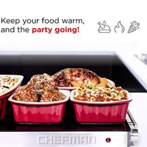 Chefman Compact Glasstop Warming Tray with Adjustable Temperature Control Perfect for Buffets, Restaurants, Parties, Events, Home Dinners and Travel, Mini 15x12 Inch Surface, Keeps Food Hot, Black