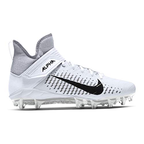 Nike Men's Alpha Menace Pro 2 Mid Football Cleat White/Black/Wolf Grey Size 15 M US