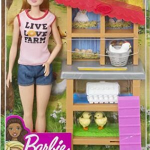 Barbie Chicken Farmer Doll, Red-Haired, and Playset with Henhouse, 3 Chickens, 2 Chicks and More, Career-Themed Toy for 3 to 7 Year Olds (Amazon Exclusive)