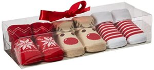 hudson baby unisex baby socks boxed giftset, reindeer, one size