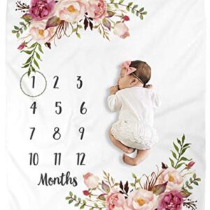 BUTTZO Milestone Blanket/Baby Milestone Blanket Girl Boy/Large Baby Blankets for Girls and Boys Newborn Photography Premium Fleece Baby Monthly Blanket Shower Gifts