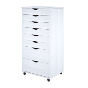 adeptus original roll cart, solid wood, 6+2 drawer extra wide drawers roll carts, white