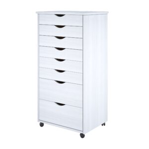 Adeptus Original Roll Cart, Solid Wood, 6+2 Drawer Extra Wide Drawers Roll Carts, White