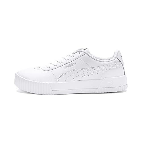 PUMA womens Carina Sneaker, Puma White-puma White-puma Silver, 8 US