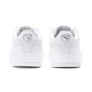 PUMA womens Carina Sneaker, Puma White-puma White-puma Silver, 8 US