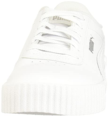 PUMA womens Carina Sneaker, Puma White-puma White-puma Silver, 8 US