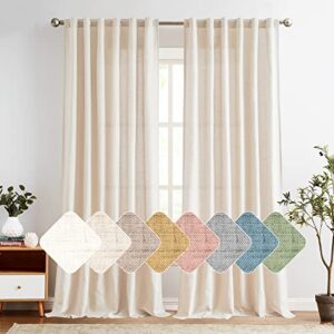 jinchan Linen Beige Curtains 84 Inches Long for Living Room Farmhouse Rod Pocket Back Tab Light Filtering Window Drapes for Bedroom Curtains Crude 2 Panels