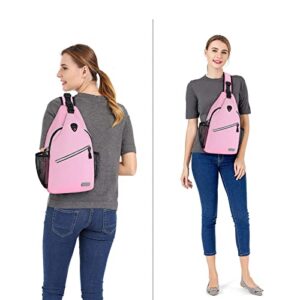 MOSISO Sling Backpack, Multipurpose Crossbody Shoulder Bag Travel Hiking Daypack, Light Pink, Medium