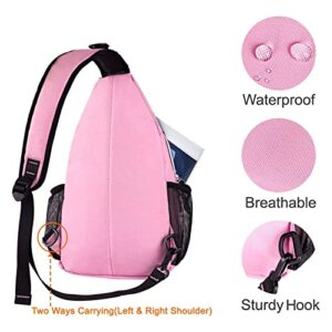 MOSISO Sling Backpack, Multipurpose Crossbody Shoulder Bag Travel Hiking Daypack, Light Pink, Medium