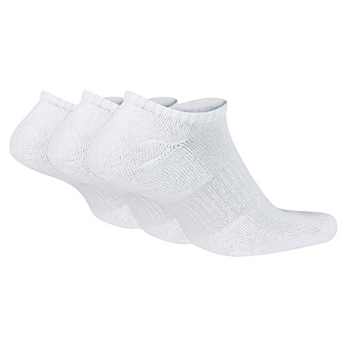 Nike Everyday Cushion No Show Socks, Unisex Nike Socks with Sweat-Wicking Technology (Pack of 3 Pairs of Socks), White/Black, Small