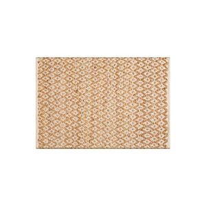 jute cotton rug 2x3 feet (24x36 inches) - hand woven by skilled artisans, for any room of your home décor – reversible for double the wear - diamond design - jute cotton rug - natural white