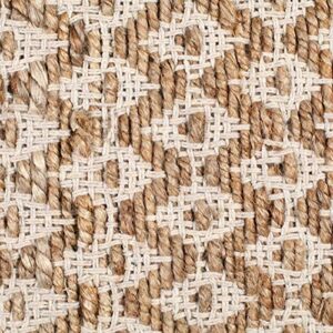 Jute Cotton Rug 2x3 Feet (24x36 inches) - Hand Woven by Skilled Artisans, for Any Room of Your Home décor – Reversible for Double The wear - Diamond Design - Jute Cotton Rug - Natural White