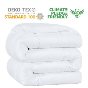 Kingsley trend Queen Comforter Duvet Insert - All Season Quilted Ultra Soft Breathable Down Alternative, Box Stitch White Comforter with Corner Tabs, 90x90