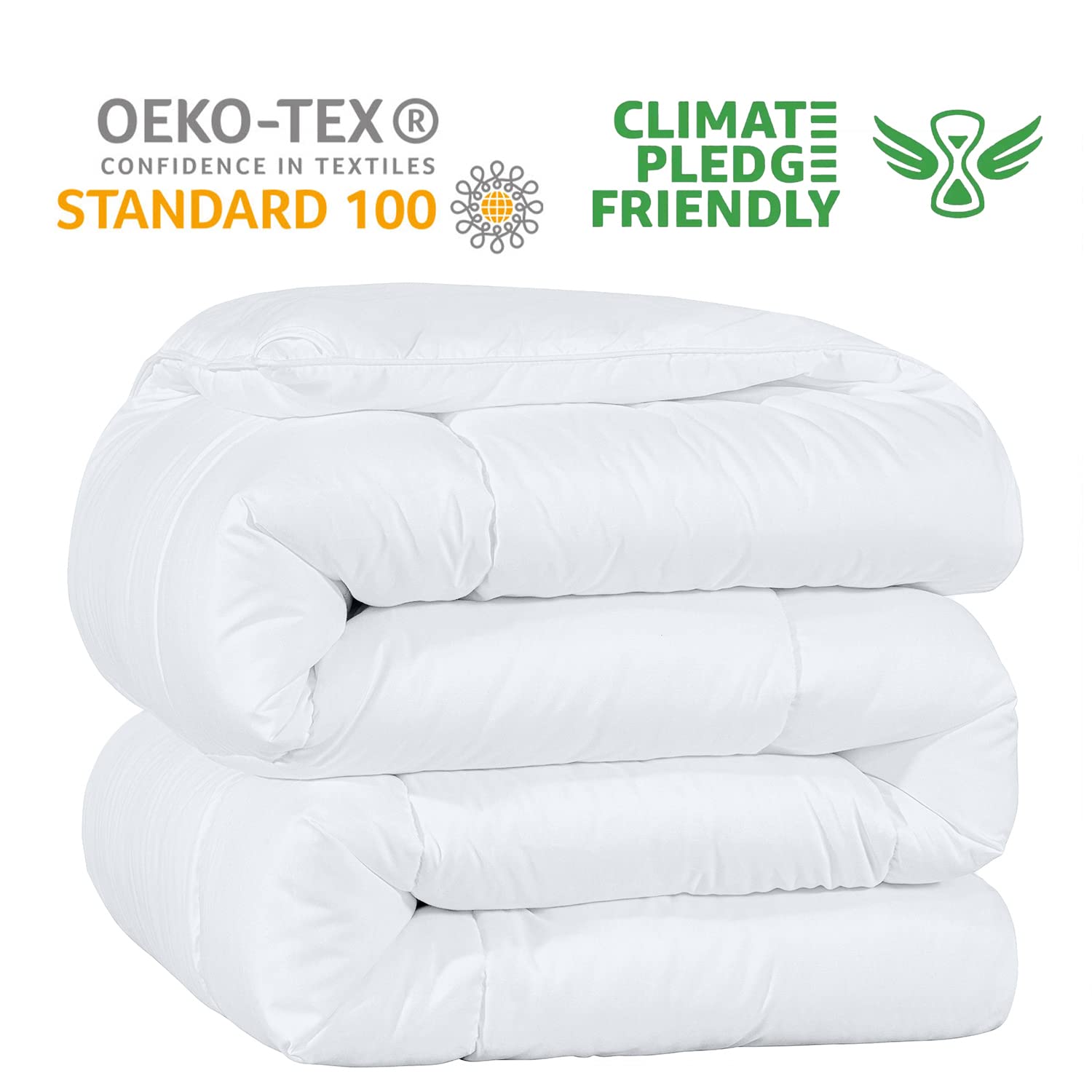 Kingsley trend Queen Comforter Duvet Insert - All Season Quilted Ultra Soft Breathable Down Alternative, Box Stitch White Comforter with Corner Tabs, 90x90