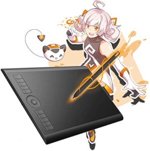 gaomon m10k 10 x 6.25 inches graphic drawing tablet with 8192 levels battery-free stylus and 10 customizable hot-keys for digital drawing & osu & online teaching-for mac&windows