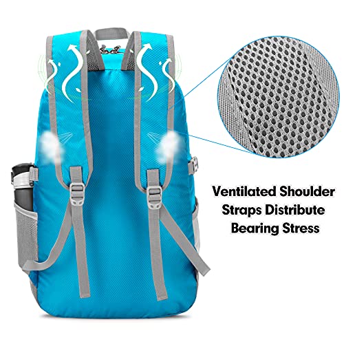 ZOMAKE Lightweight Packable Backpack - 35L Light Foldable Hiking Backpacks Water Resistant Collapsible Daypack for Travel(Light Blue)