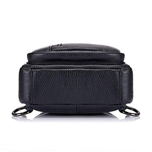 Hebetag Leather Sling Bag Crossbody Backpack for Men Women Casual Shoulder Chest Bags Day Pack Daypack Pouch Pocket Black