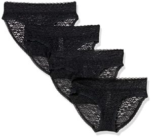 amazon essentials women's lace stretch bikini brief underwear, pack of 4, black, medium
