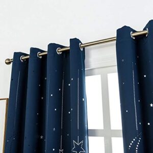 MANGATA CASA Kids Blackout Curtains with Moon & Star for Bedroom-Cutout Galaxy Window Curtains & Drapes with Grommet for Nursery Room-Baby Darkening Curtains 84 Inch Length 2 Panels(Navy 52x84in)