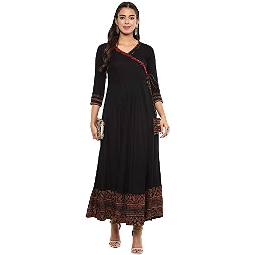 Yash Gallery Women's Indian Anarkali Kurtis for Women Black