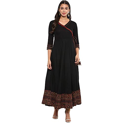 Yash Gallery Women's Indian Anarkali Kurtis for Women Black