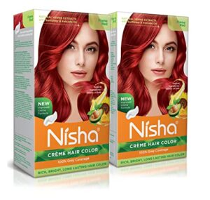 nisha cream hair color fashion highlights and rich bright long-lasting colour flame red pack of 2