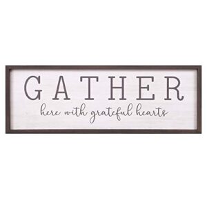patton wall decor gather with grateful hearts rustic wood framed wall art decor, 12x36