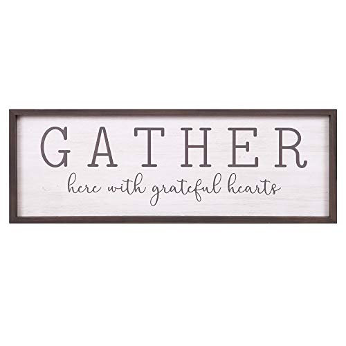 Patton Wall Decor Gather With Grateful Hearts Rustic Wood Framed Wall Art Decor, 12x36