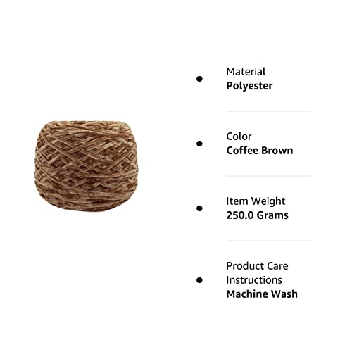 8 oz/250g Chenille Yarn,DIY Velvet Chenille Yarn,Bulky Luxury Coffee Brown Chenille Yarn for Crochet Hat Scarf