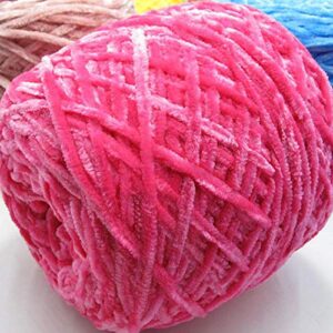 8 oz/250g Chenille Yarn,Wine Red DIY Velvet Chenille Yarn,Bulky Luxury Chenille Yarn for Crochet Hat Scarf