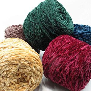 8 oz/250g Chenille Yarn,Wine Red DIY Velvet Chenille Yarn,Bulky Luxury Chenille Yarn for Crochet Hat Scarf