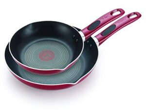 t-fal b039s264 excite proglide nonstick thermo-spot heat indicator dishwasher oven safe 8 inch and 10.5 inch fry pan cookware set, 2-piece, rio red