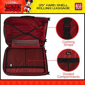 FUL Disney Mickey Mouse 25 Inch Rolling Luggage, Hardside Suitcase with Spinner Wheels, Black