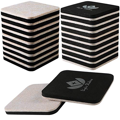 Liyic 20 Pack 3in.Square Felt Sliders for Hard Surfaces-Felt Furniture Sliders - Heavy Duty Sliders – Reusable Hardwood Floor Sliders -Furniture Moving Sliders-Sofa Sliders Gliders Glides Movers