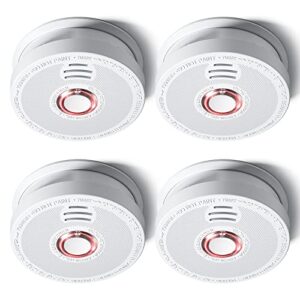 siterlink smoke detectors battery operated, smoke alarm with test-silence button, photoelectric sensor fire alarms smoke detectors with led lights, ul listed fire alarm for house, gs528a, 4 packs