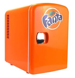 coca-cola fanta fa04 4 liter/4.2 quarts 6 can portable mini cooler/fridge for food, beverages, orange