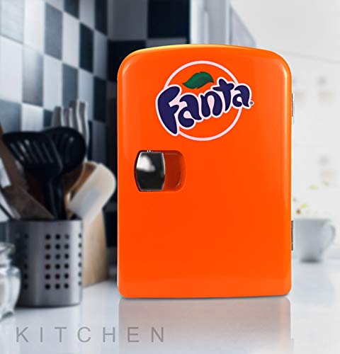 Coca-Cola Fanta FA04 4 Liter/4.2 Quarts 6 Can Portable Mini Cooler/Fridge for Food, Beverages, Orange