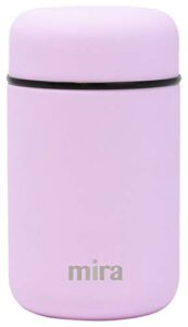 mira insulated food jar thermos for hot food & soup, compact stainless steel vacuum lunch container for meals to go - 13.5 oz, lilac