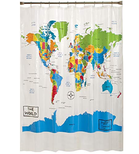 SKL Home by Saturday Knight Ltd. World Map Shower Curtain 70x72 inches Multicolored