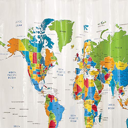 SKL Home by Saturday Knight Ltd. World Map Shower Curtain 70x72 inches Multicolored