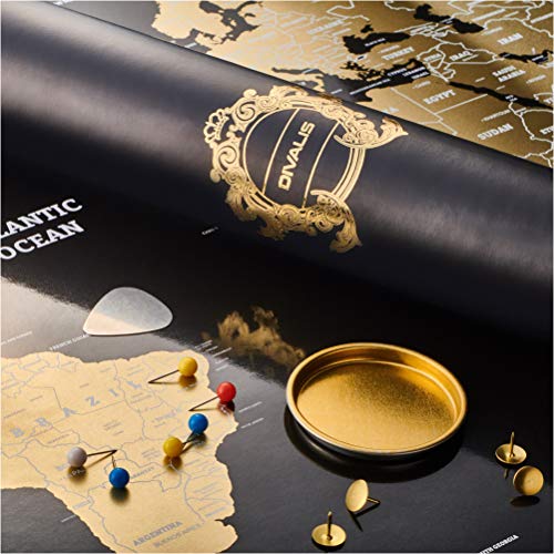 Scratch Off World Map - Extra Large - Black and Gold Scratchable World Map Poster - Best Travel World Map Gift - All Accessories - Premium Detailed Scratch Off Map of The World - for Globetrotters