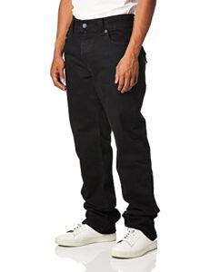 true religion men's ricky low rise straight leg jean with back flap pockets, body rinse black, 36w x 34l