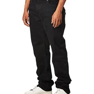 True Religion Men's Ricky Low Rise Straight Leg Jean with Back Flap Pockets, Body Rinse Black, 36W X 34L