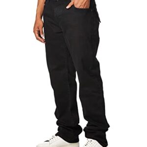 True Religion Men's Ricky Low Rise Straight Leg Jean with Back Flap Pockets, Body Rinse Black, 36W X 34L