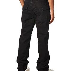 True Religion Men's Ricky Low Rise Straight Leg Jean with Back Flap Pockets, Body Rinse Black, 36W X 34L