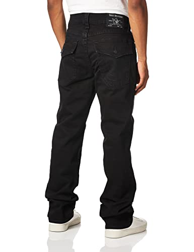 True Religion Men's Ricky Low Rise Straight Leg Jean with Back Flap Pockets, Body Rinse Black, 36W X 34L