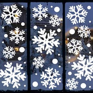 ivenf christmas decorations indoor, 8 sheets extra large white snowflake window clings decor, farmhouse rustic xmas snowflake decorations for the home school office classroom kids winter holiday party