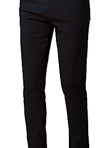 Plaid&Plain Men's Skinny Stretchy Khaki Pants Colored Pants Slim Fit Slacks Tapered Trousers 819 Black 32X30