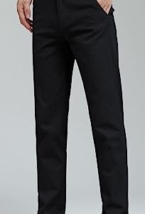 Plaid&Plain Men's Skinny Stretchy Khaki Pants Colored Pants Slim Fit Slacks Tapered Trousers 819 Black 32X30