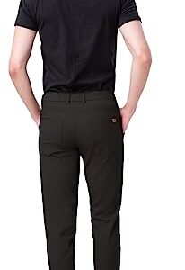 Plaid&Plain Men's Skinny Stretchy Khaki Pants Colored Pants Slim Fit Slacks Tapered Trousers 819 Black 32X30